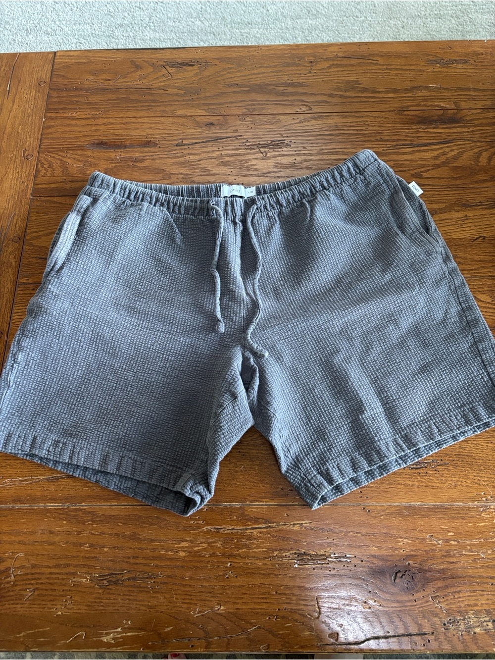 Onia Macro Waffle Pull On Shorts Men’s Cotton Blend Charcoal Gray Size Large